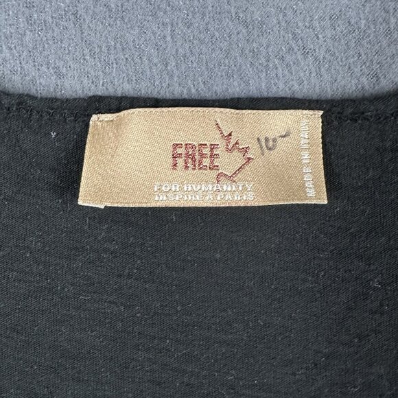 Free For Humanity Shirt Womens Large Black Glitter Paillettes French Graphic Tee - Picture 4 of 7